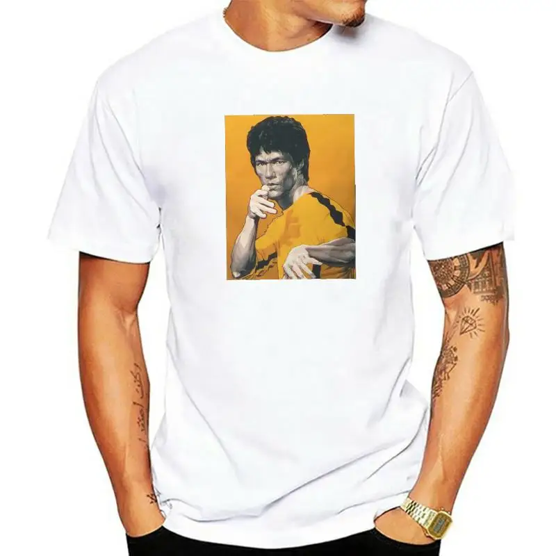 

Bruce Lee Nunchucks T Shirt for Men Cotton Vintage T-Shirts O Neck Kung Fu Martial Arts Dragon Tee Short Sleeve Clothes Big Size