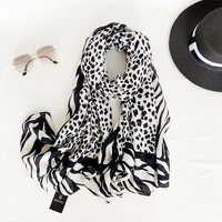 2022 autumnwinter new imitation cotton and linen scarf ins wind silk scarf leopard pattern spotted shawl