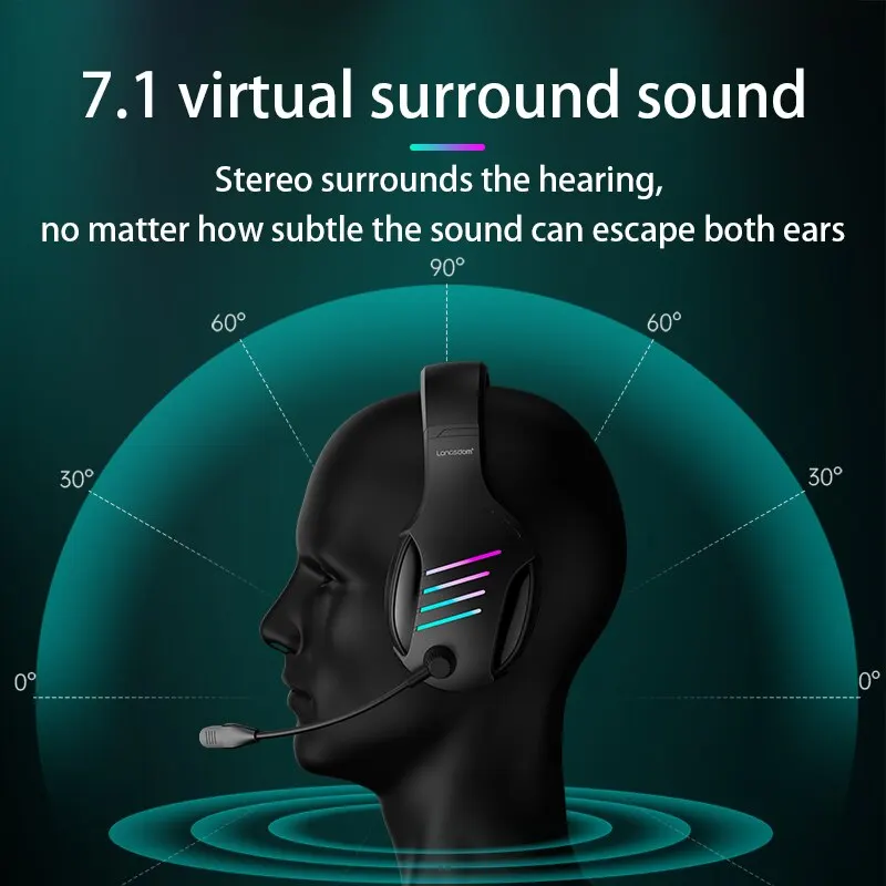 

Wired Gaming Headset with USB 7.1 Stereo Gamer Headphones with Microphone for PC Laptop PS4 Perfect for PUBG Gaming