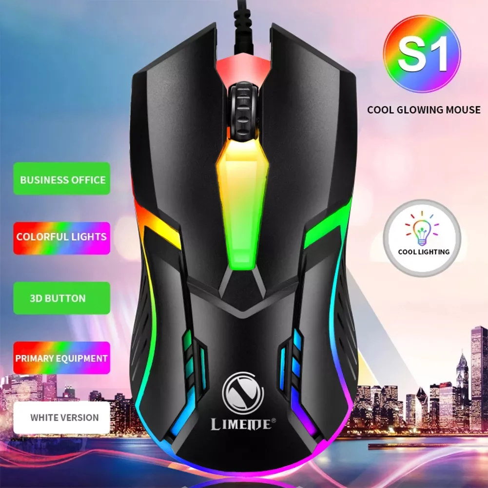 

E-sports Colorful Luminous Mouse S1 Wired Backlit USB Office Desktop Laptop Computer Mute Game Non-slip Athletics Glowing Mouse