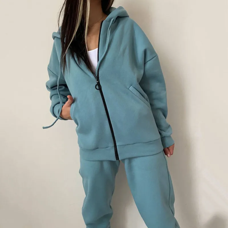 

Женский Повседневный Комбинезон, свободная однотонная толстовка с капюшоном, брюки-джоггеры с карманами, весна 2022