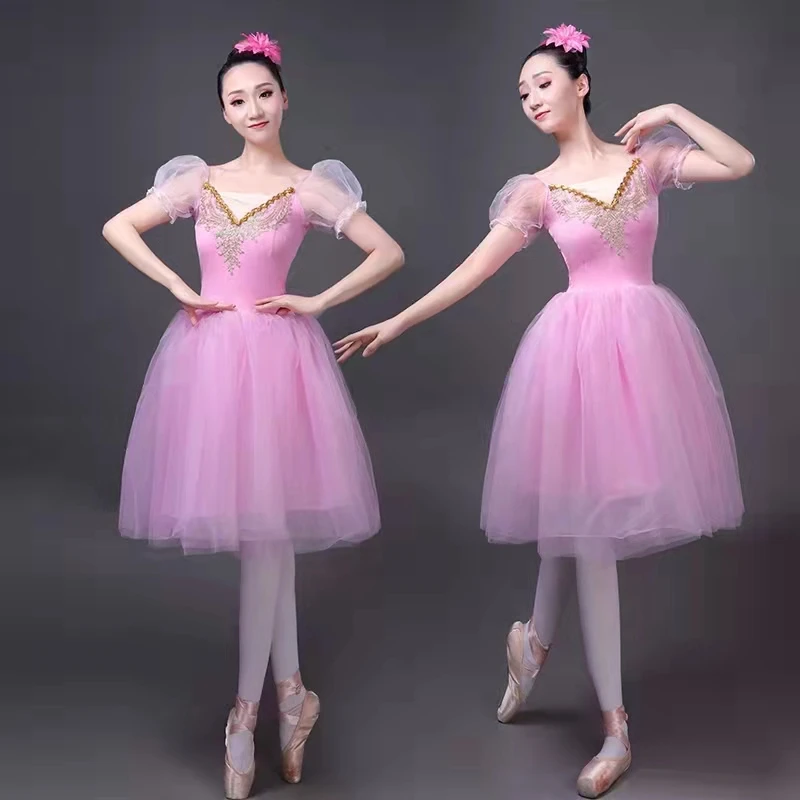 

Classical Short Puff Sleeve Giselle Ballet Costume Adult Women Long Ballets Leotard Dress Professional Tutu Girls Ballet Clothes