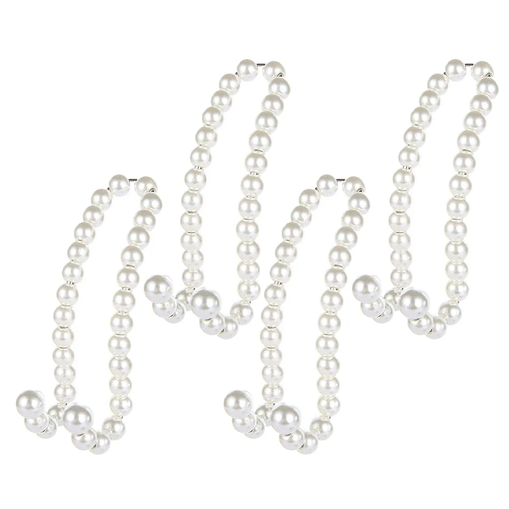 

2 Pairs Elegant Durable Pearl Design Car Organizer Car Storage Hook Seat Back Hooks