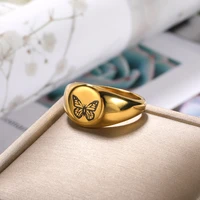 engraving pattern chunky rings butterfly ring star moon rings for women couple stainless steel jewelry sister friendship gifts