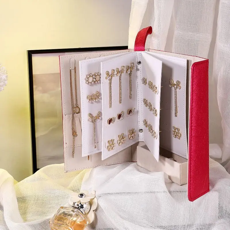 Portable Jewelry Storage Book Earring Organizer Necklace Ring Rack Holder Mini Jewelry Display Bag For Travel