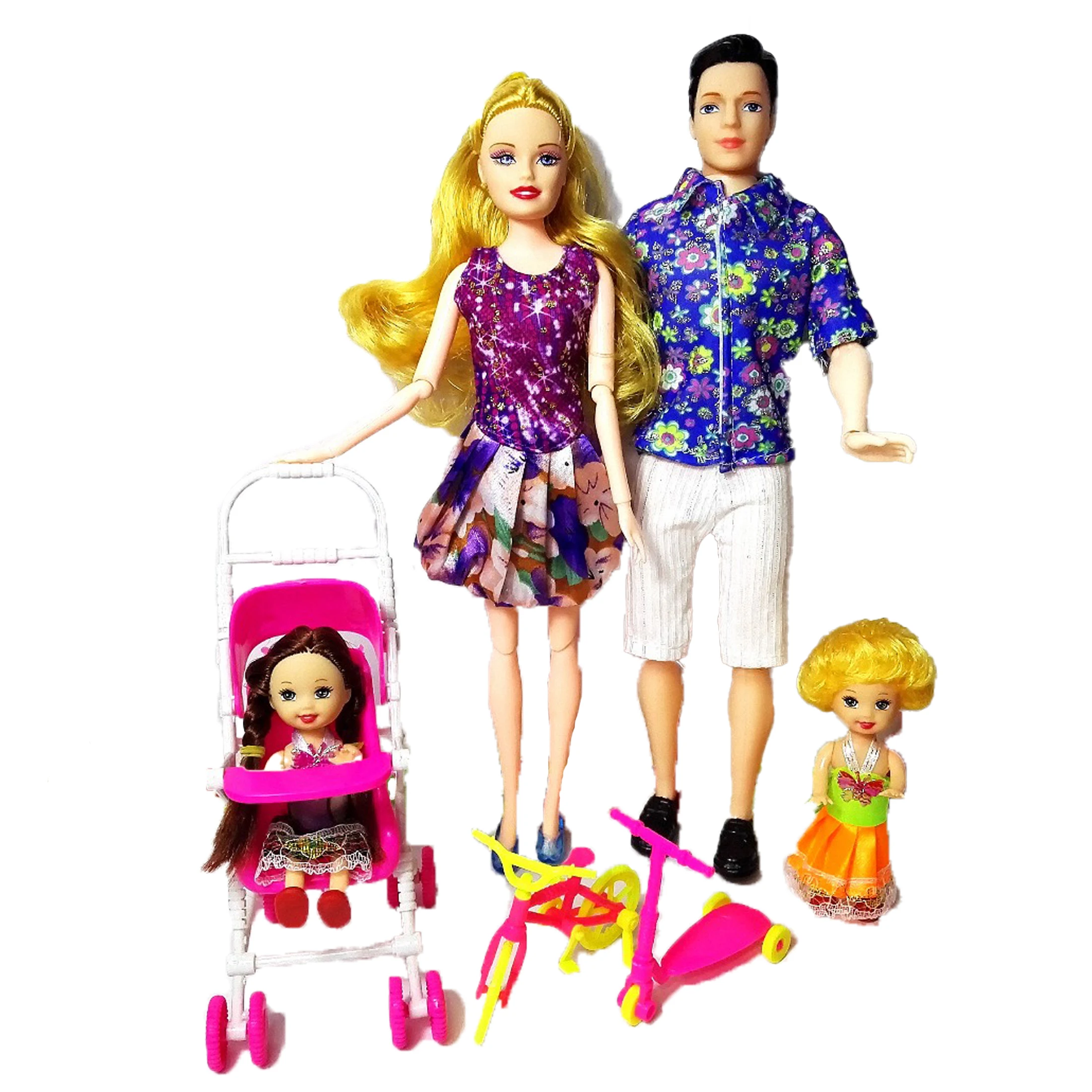 Игрушечный дом для девочек кукольные костюмы 4 человек 1 мама/1 Папа/2 маленькая