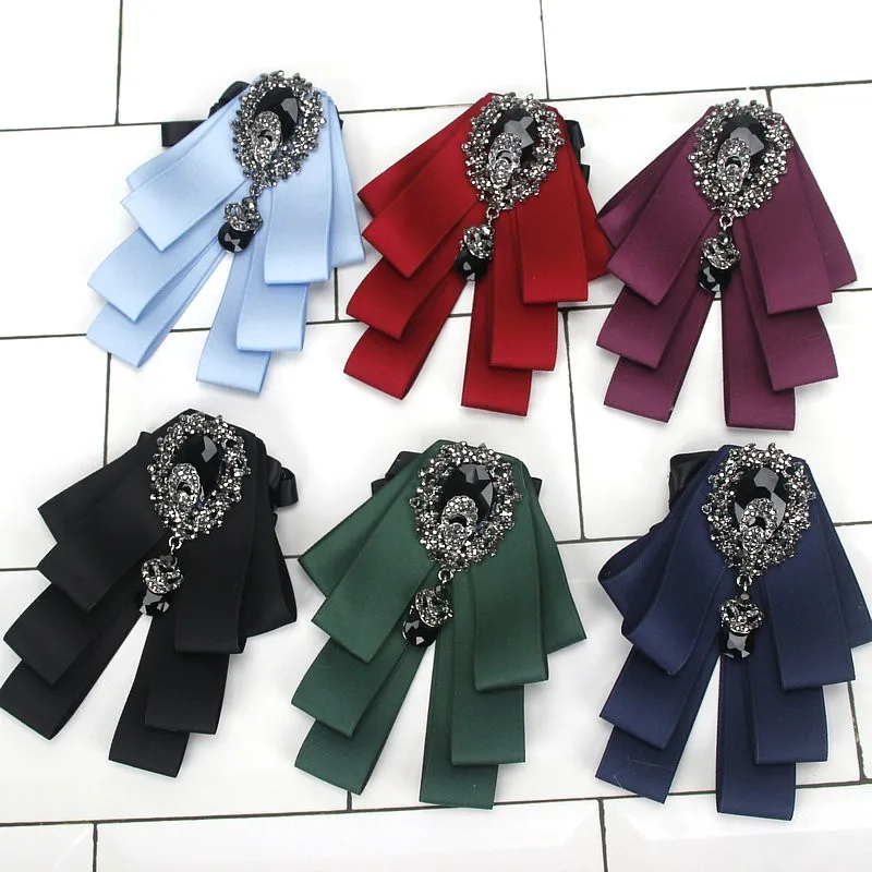 Галстук-бабочка унисекс из ленты однотонный винтажный со стразами