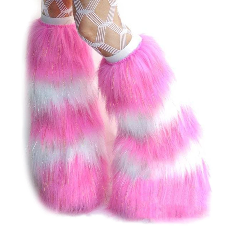 Cute Lolita Faux Fur Cuffs Pile Pile Socks Women Winter Warm Thickened Leg Warmer Boots Cuff Furry Foot Cover Plush Tube 37JB