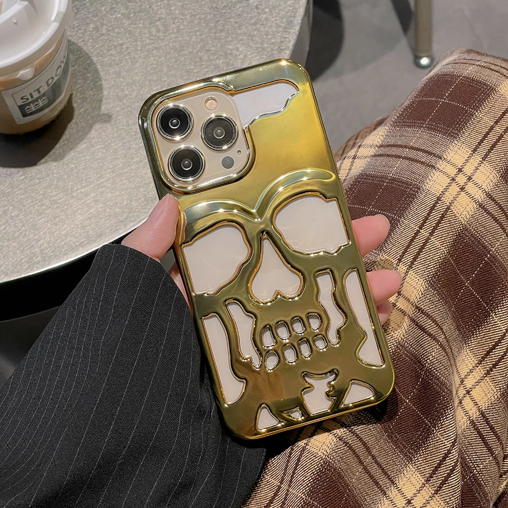 Halloween Gift Creative 3D electroplating skeleton Phone Case For Iphone 11 12 13 14 Pro Max plus Cover