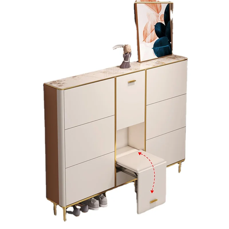 

ZL Ultra-Thin Tilting Shoe Cabinet Hall Cabinet 17cm Door Entrance Cabinet