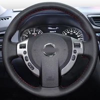 wcarfun hand stitched leather steering wheel covers for nissan qashqai j10 x trail nv200 2008 2012 car styling