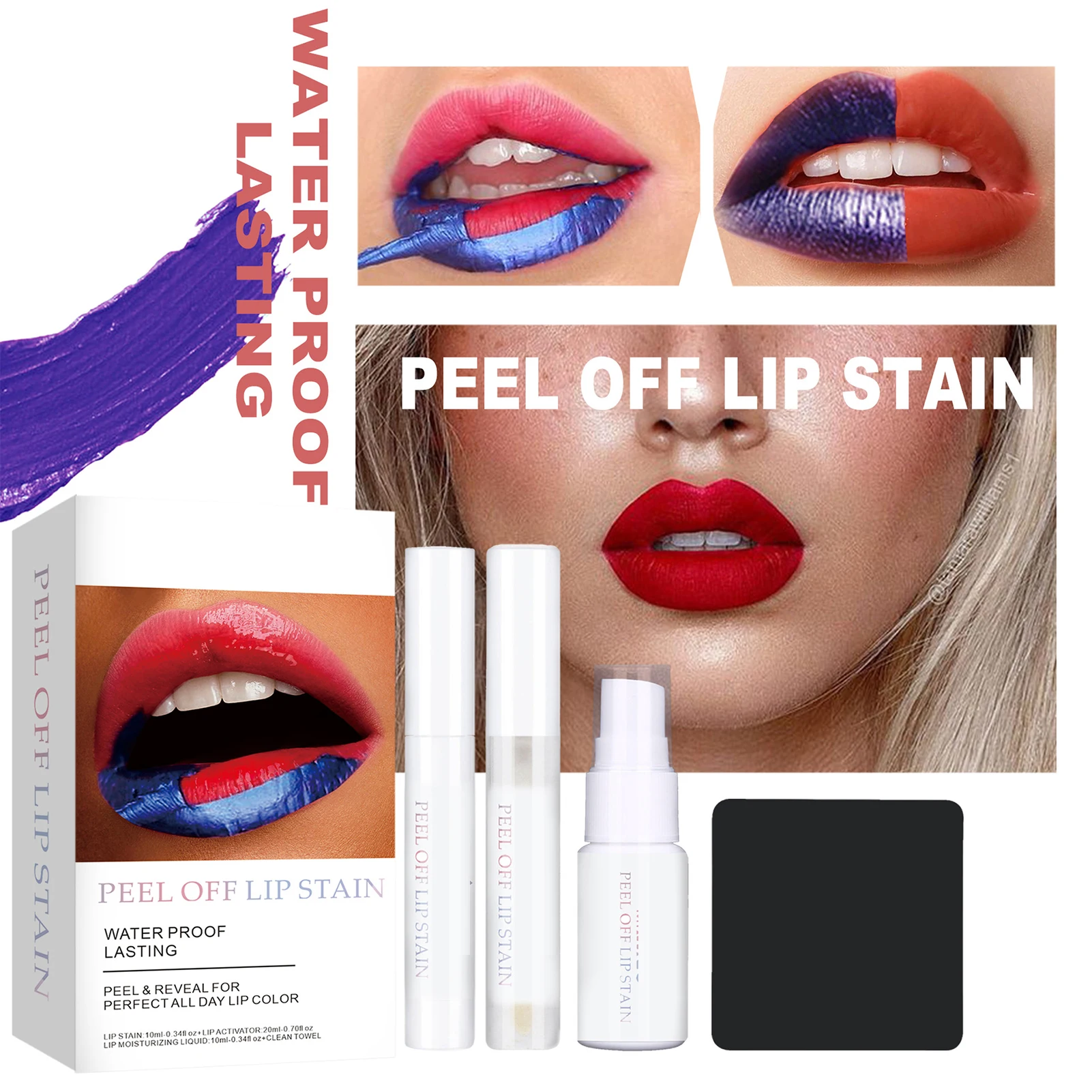 

Peel Off Lip Stain Kit Long Lasting Waterproof Non Stick Cup Lip Tint Moisturize Lip Makeup Tools For Girls Women