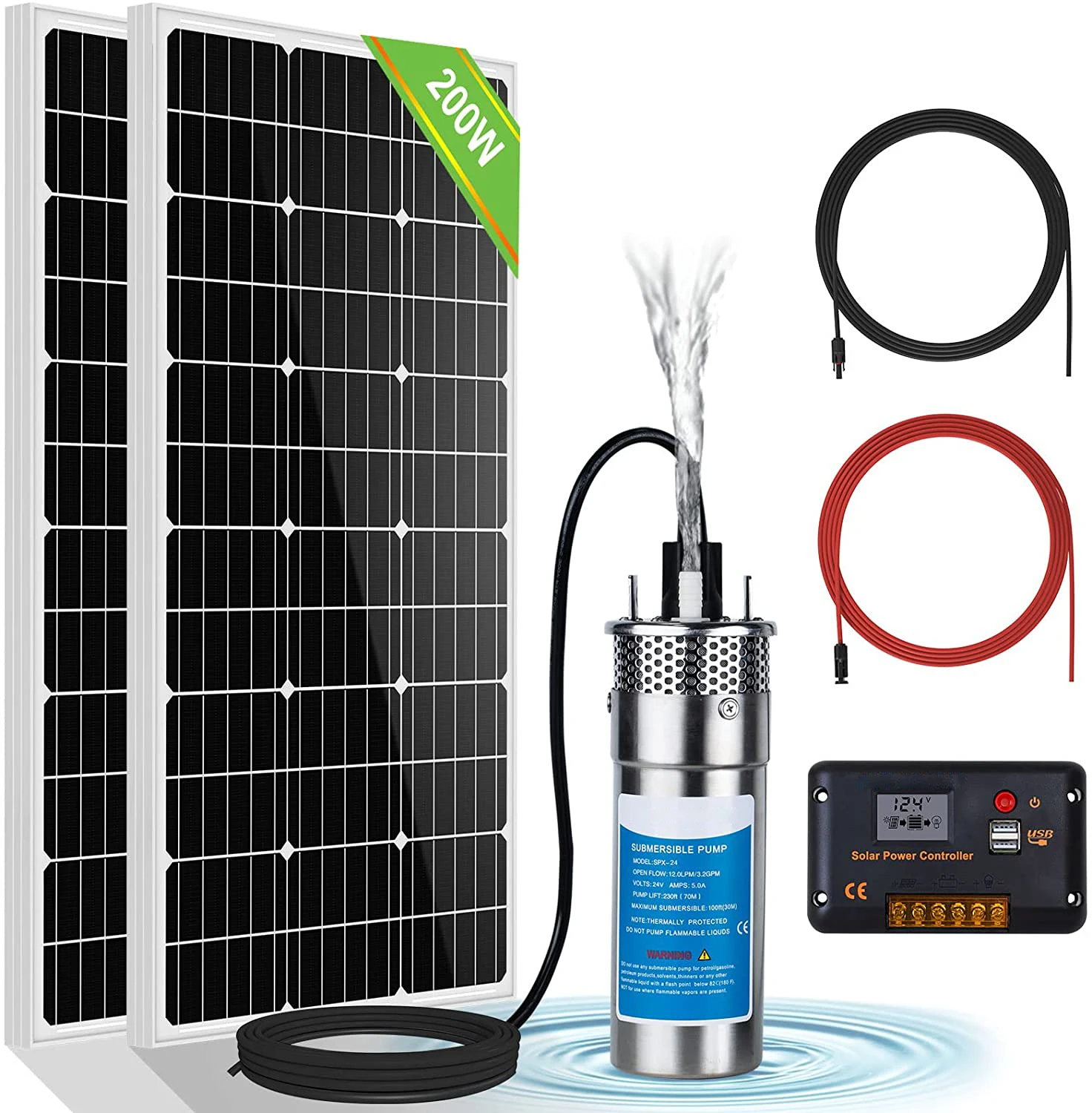

2022 Ecology 3.2GPM Diving 12V pump. Solar panel charging controller, off-grid irrigation
