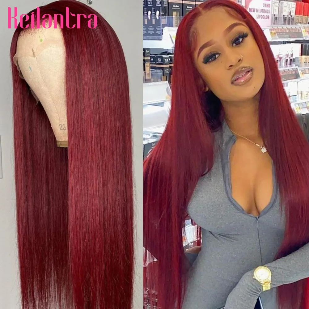 Burgundy Straight 13x4 Lace Front Wig Red 99J HD Lace Frontal Human Hair Wigs Fro Women 180% Density Transparent Lace Front Wig