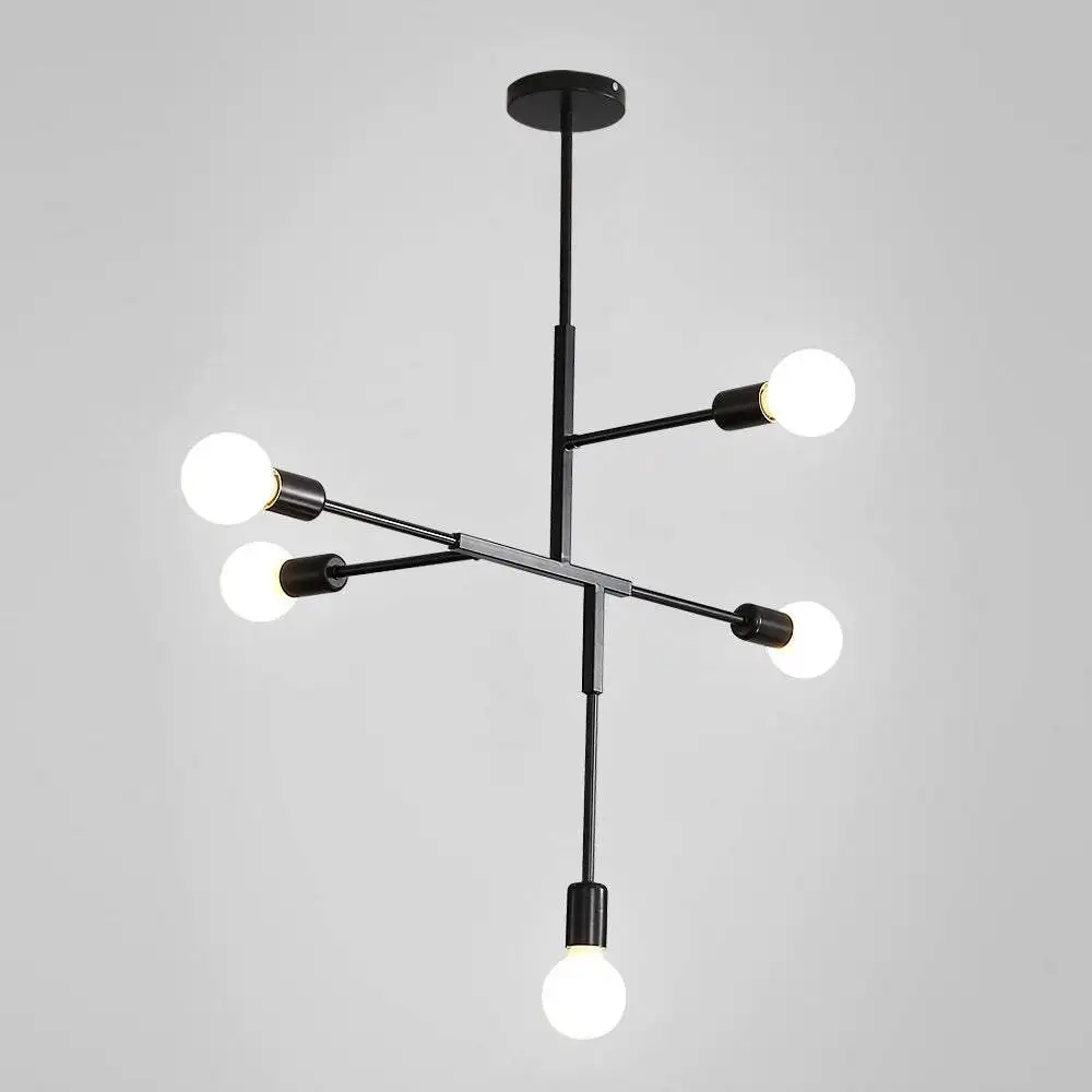 

Goeco Black Industrial Chandelier E27 Geometric Metal Pendant for Living Room Bedroom Dining Room and Kitchen
