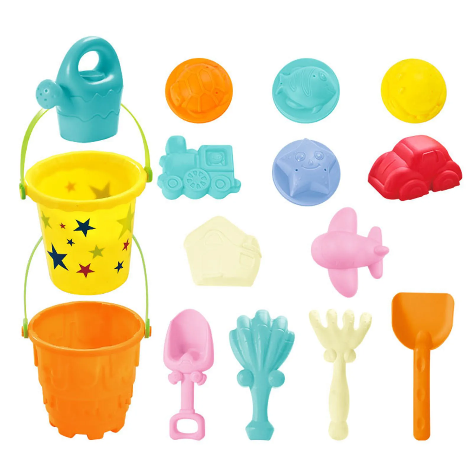 

15pcs Kids Beach Sand Toy Set Toddler Sand Toys With Bucket Shovels Outdoor Game Sand Castle Toys Travel Beach Toys For Kids