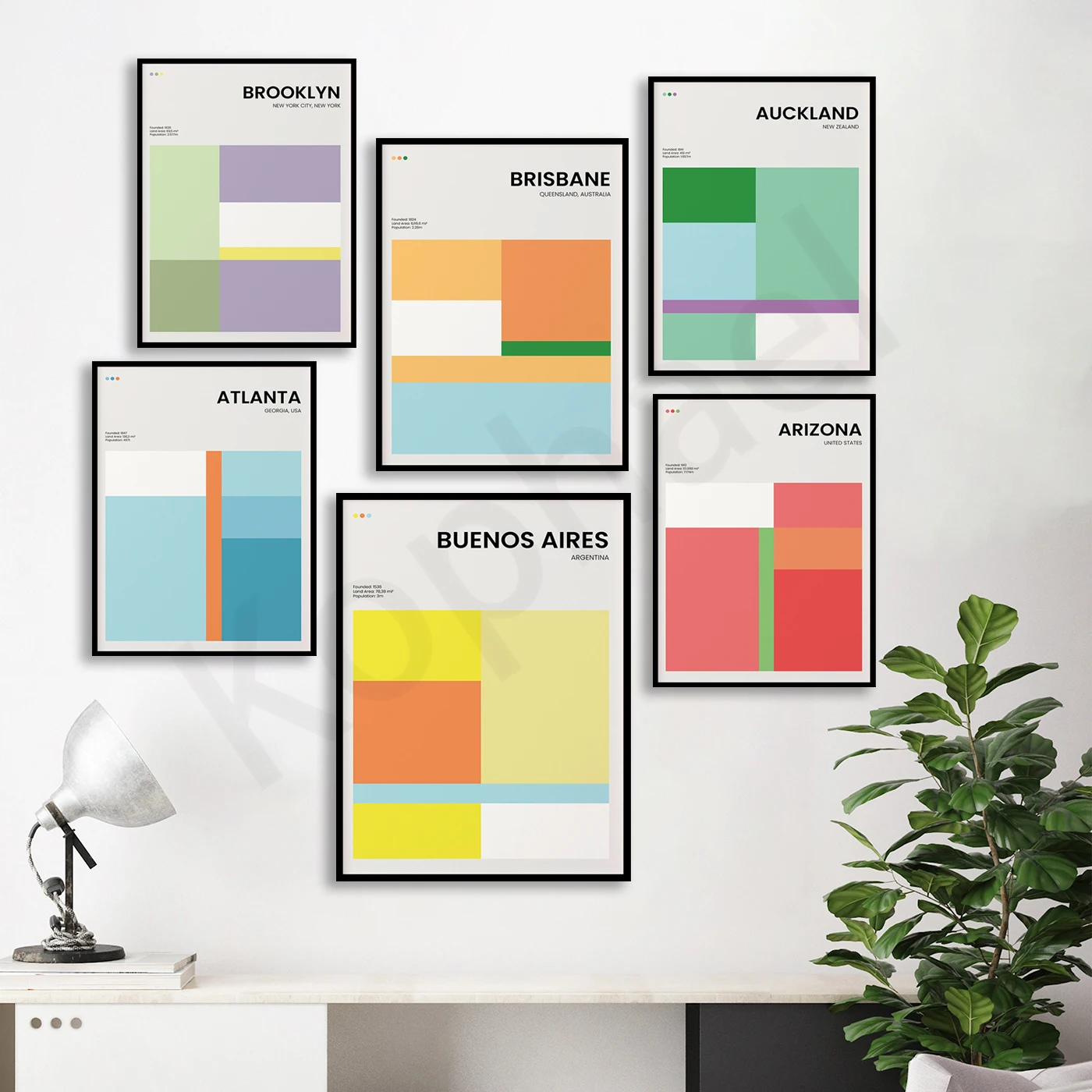 Карига, Буэнос-Айрес, Бруклин, Берлин, Пекин, Барселона, Окленд, Атланта, Афины, Аризона, Амстердам. Плакат с картой города