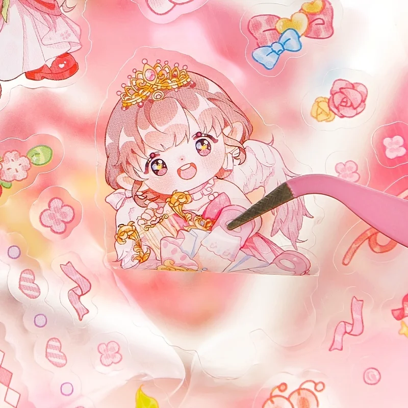 

MOHAMM 12 Sheets Cartoon Cute Animal Girls PET Stickers for Scrapbooking DIY Decorative Material Collage Journaling