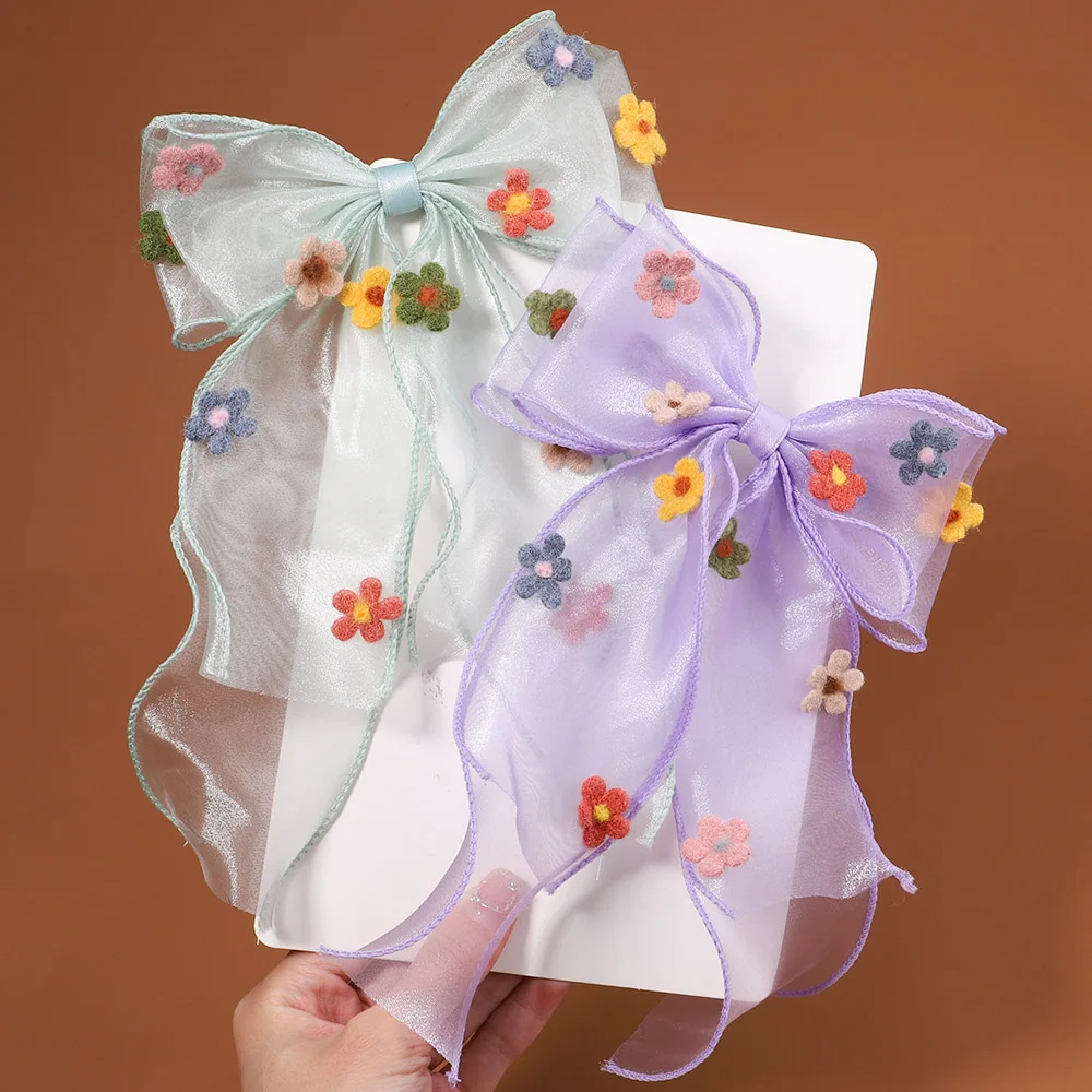 

Заколки для волос шифоновые с бантом, 1 шт.