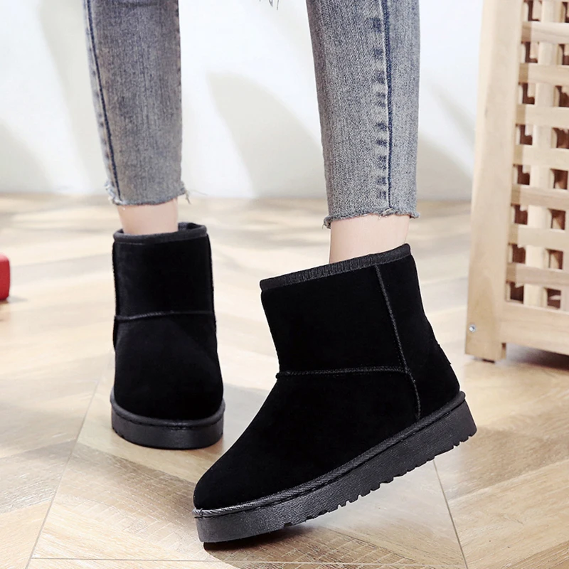 2022 Winter Waterproof Snow Boots Women Slip on Flat Heels Cotton Padded Shoes Woman Warm Thick Plush Ankle Botas Mujer