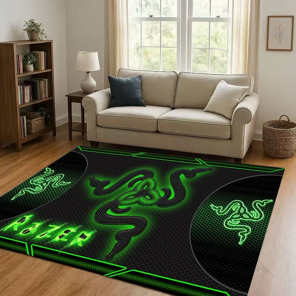 Фото HD Классическая игра Razer Snake Logo Gamer Гостиная Нескользящий ковер Мягкий ковер для спальни Игровая комната Диван, домашний декор Коврик №4