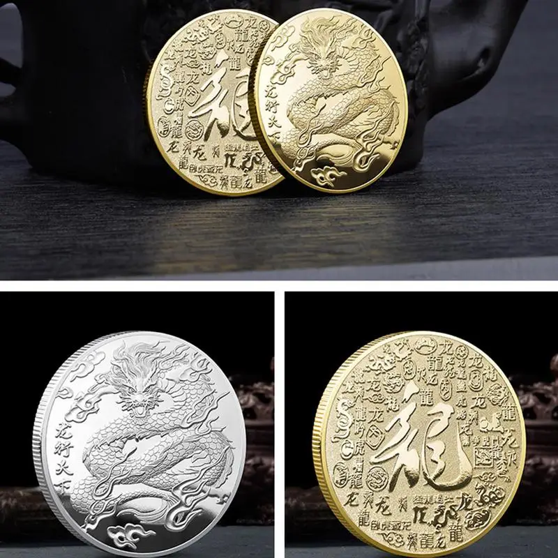 

2024 год монеты дракона, китайская зодиака, счастливая монета, рельефный Металл Meda-l, китайские Новогодние украшения для дома Asseccories