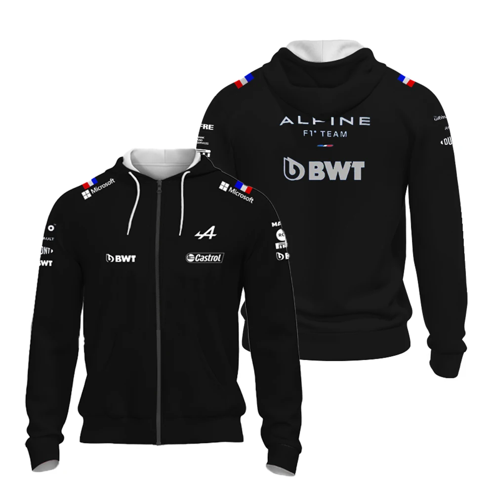

2022 New F1 Jacket Hoodie Official Hot Sale Racing Sports Zipper Shirt Men's Women's Formula One Alpine F1 Team Alonso Blue Hood