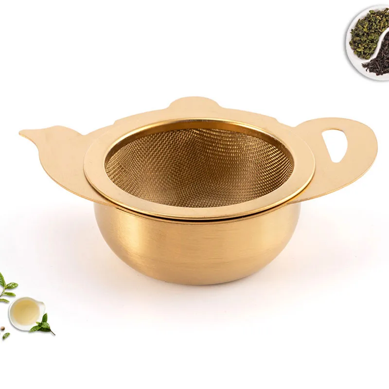 

Stainless Steel Double Ear Tea Infuser Filter Loose Leaf With Drip Bowl Tea Strainer Tea Tools Kitchen Tools
