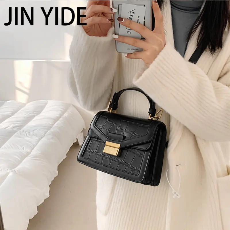 French Style Crocodile Pattern Small Tote Handbags For Women New 2023 Luxury Designer Push Lock Ladies Shoulder Crossbody Bags