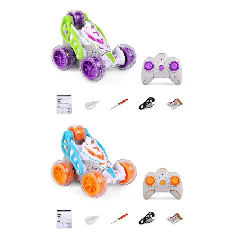 

Remote Control Stunt Car Flip Over Drift Car Toy Model Tumbling Spin Car LED Rotating Car Toy Children Electronic Gift E65D