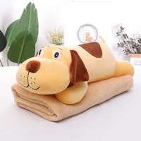 Lovely Dog Hippo Plush Toys Super Soft Cartoon Two-in-one Blanket and Pillow Stuffed Animal Dolls Kids Hug Doll Sleeping Pillow
