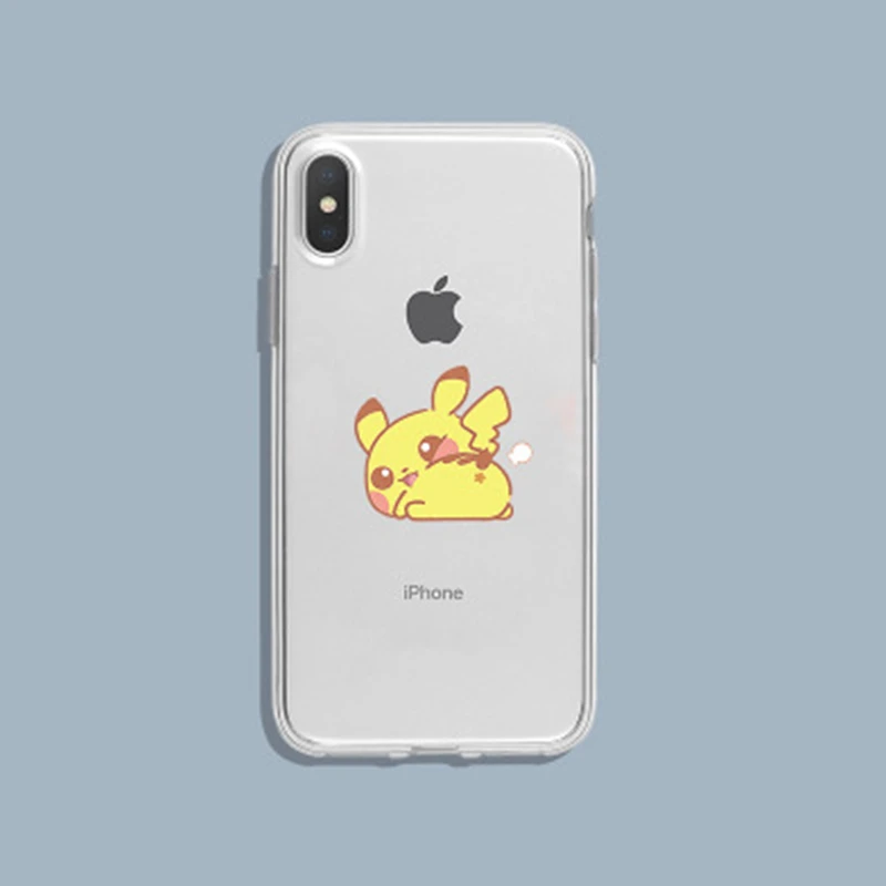 

Kawaii Anime Cartoon Pokemon Pikachu Clear Phone Case for iPhone 13 11 Pro 7 8 Plus Soft Cover Protection Eevee Psyduck Squirtle
