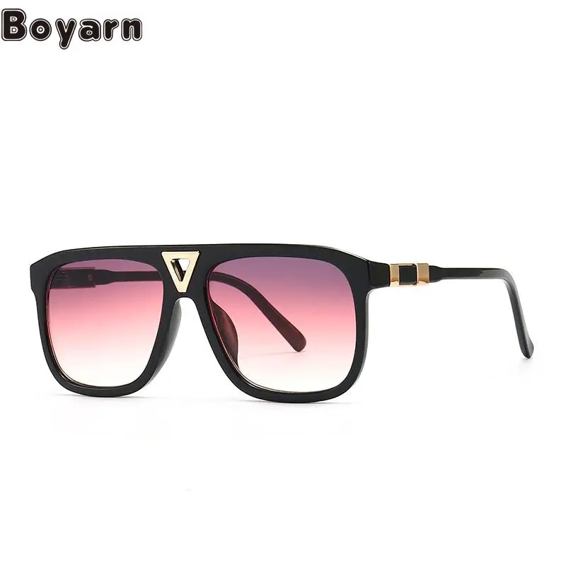 

Boyarn Fashion Large Frame Sunglasses Metal Sense Advanced Men's And Women's General Business Glasses Ins Sunglasses