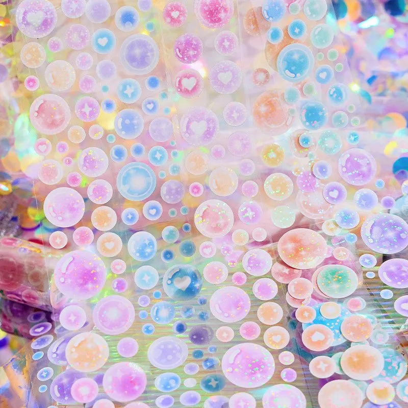 

3M Kawaii bubble Laser Sticker Tape Scrapbooking Journal Scene Frame Decoration PET Cute Sticker School Stationery