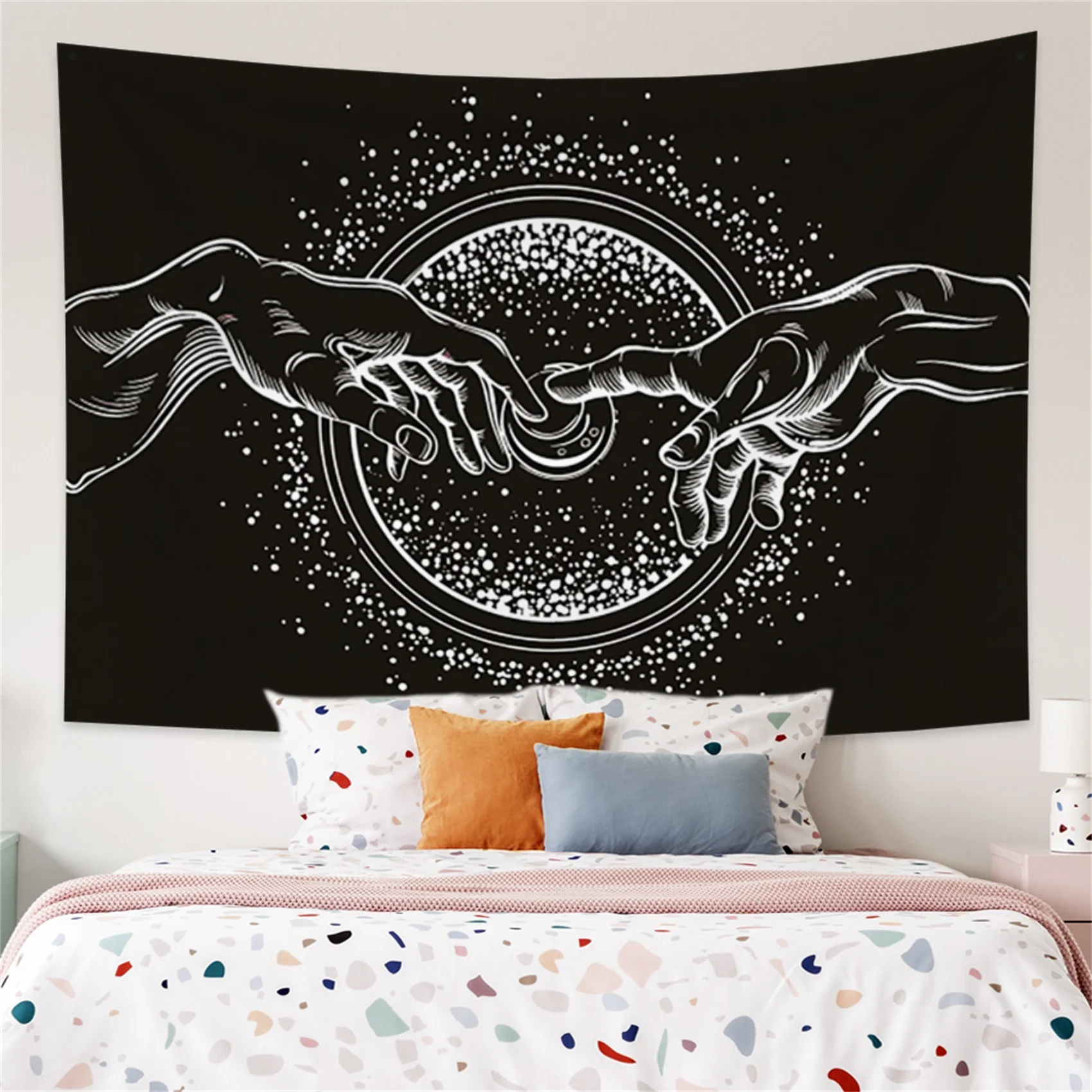 

Mandala Wall Tapestry Datura Texture Sun Finger Print 100%Microfiber Fabric Hallway Bedroom Living Room Home Wall Decoration