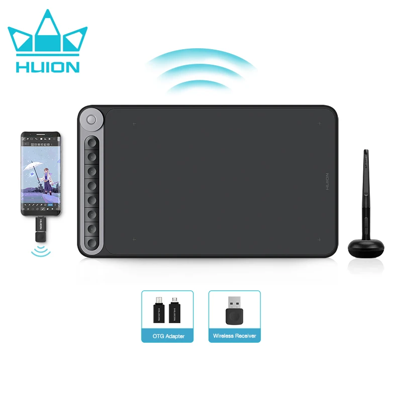 

2022. HUION Q620M Graphics Tablet Wireless USB Drawing Pen Tablet 8192 Levels Pressure Digital Stylus with Dial 8 Keys Support