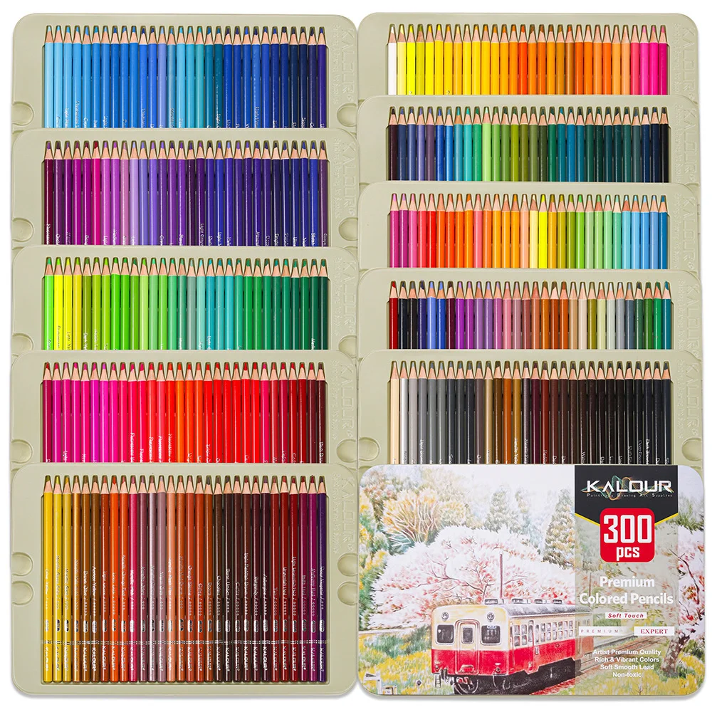 

Набор масляных цветных карандашей, 300 шт., профессиональные цветные карандаши для рисования, 300 цветов для художника, Разноцветные детские п...