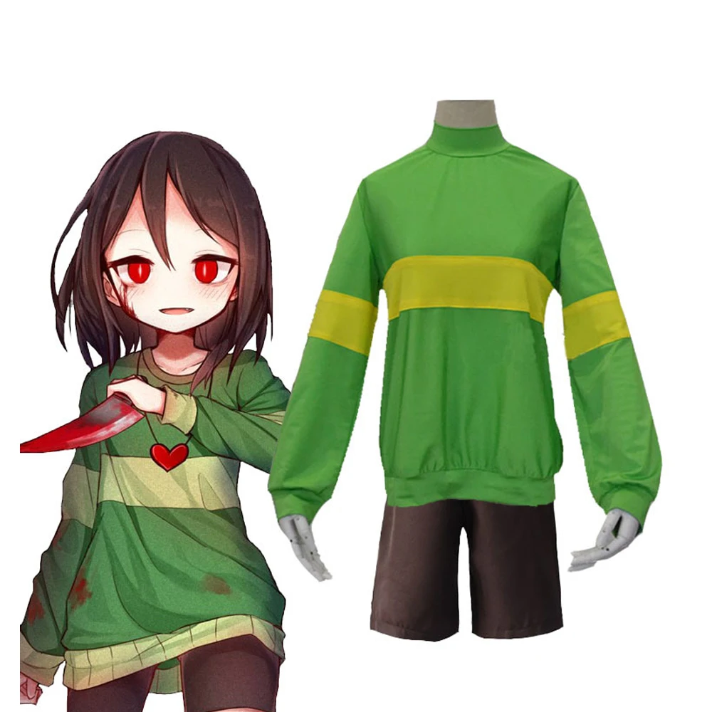 Костюм для косплея аниме Undertale Frisk Chara свитшот с длинным рукавом и высоким