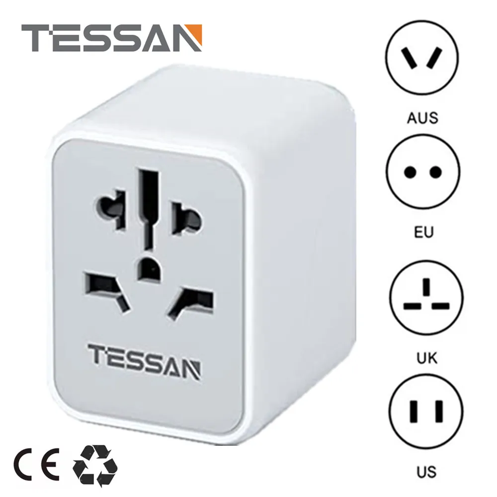 

TESSAN International Plug Adapter 2 USB Ports All In One Universal World Travel AC Power Charger Adapter AU US UK EU Converter