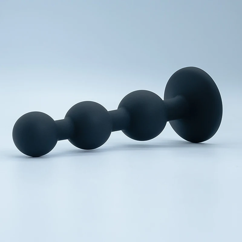 Анальная пробка с 3 шариками черная силиконовая для женщин и мужчин анальная