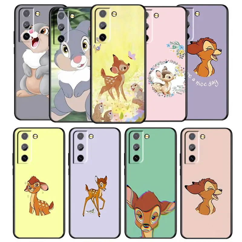 Pretty Bambi animation Phone Case For Samsung Galaxy S22 S21 S20 S10 S10e S9 S8 S7 PRO Ultra Plus FE Lite Black luxury Silicone