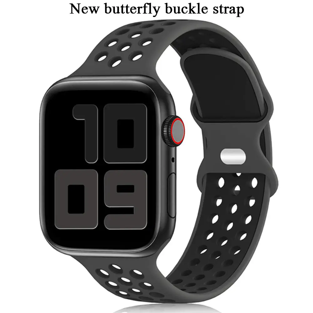 Sport Strap For Apple Watch Band 7 6 SE 44 41 45 40mm 38mm 42mm Silicone Breathable Belt Bracelet to iWatch Watchband Series 543