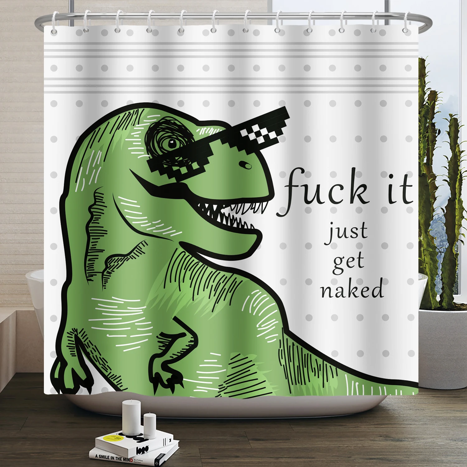 

Забавная душевая занавеска в виде динозавра, s Водонепроницаемая тканевая мультяшная занавеска с рисунком монстра для ванной комнаты, дома...