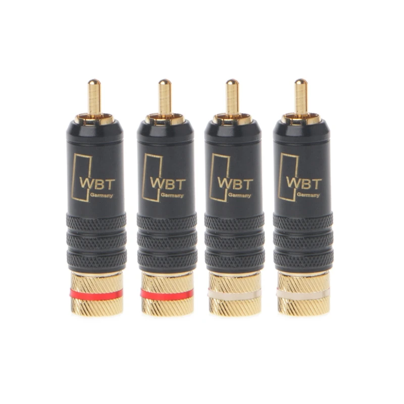 

4 Pcs WBT-0144 Gold Plated RCA Plug Lock Soldering Audio/Video Plugs Connector