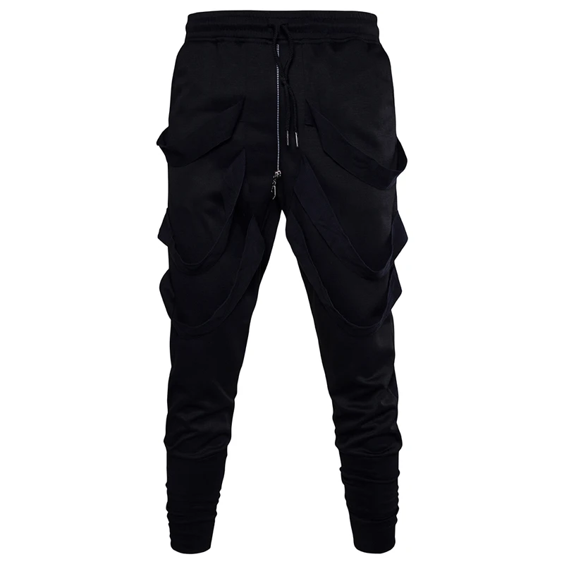 Top Quality 2022 Fashion Active Harem Black Elastic Waist Low Crotch Dance Hip Hop Streetwear Ribbon Track Sweatpants Trousers