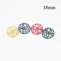 10 pcs pure copper charms colorful red yellow round connectors filigree stamping jewelry diy findings 18mm