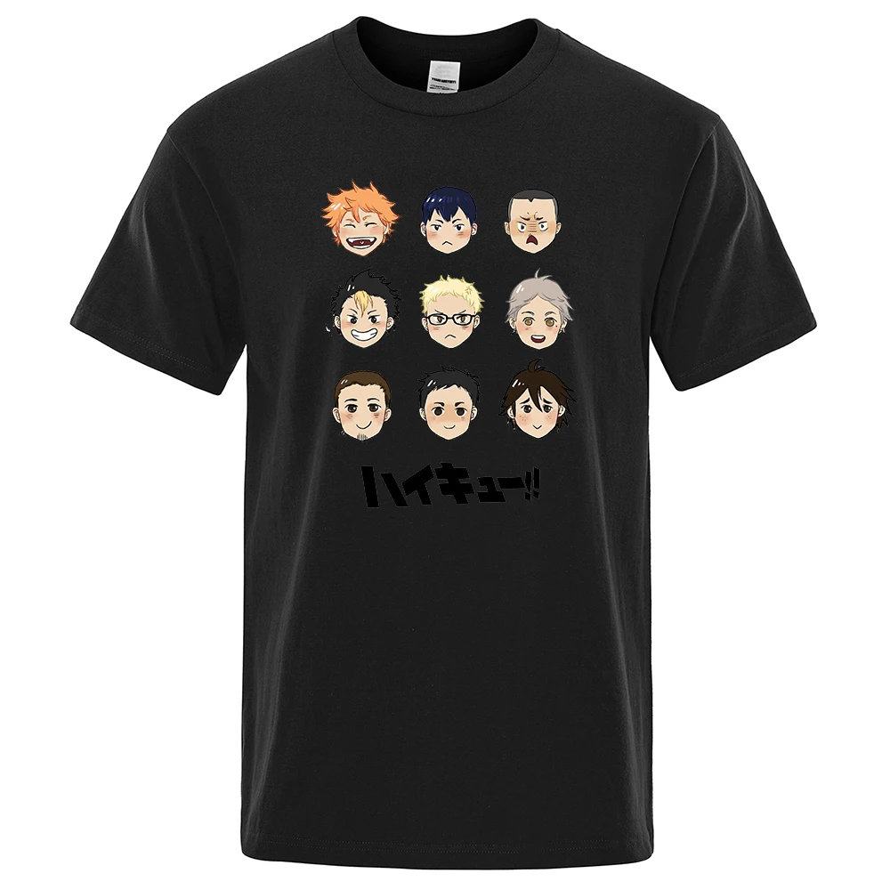 

Simple Retro T Shirt Mans Anime Haikyuu Karasuno Fly Printed Clothes Casual Loose Tshirts Breathable Round Neck Male T-Shirt