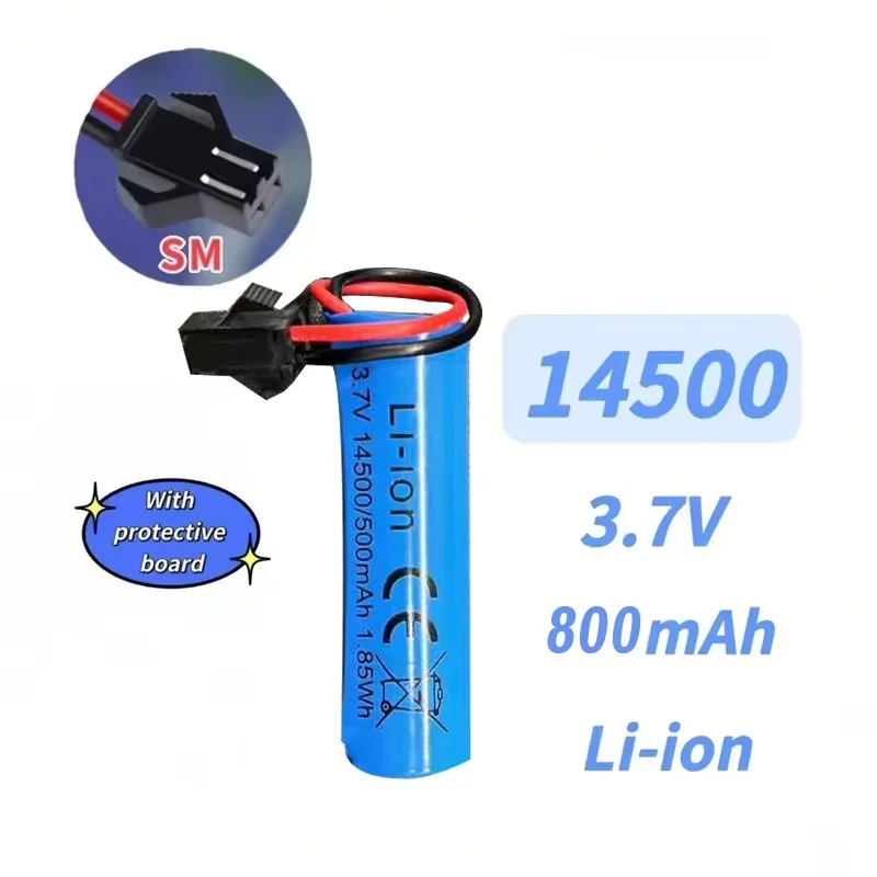 Фото Новая перезаряжаемая батарея 3.7V 500mAh 14500 SM-2P с зарядным устройством для радиоуправляемых машинок C2 D828, аксессуары для игрушек, радиоуправляемых машинок. №2