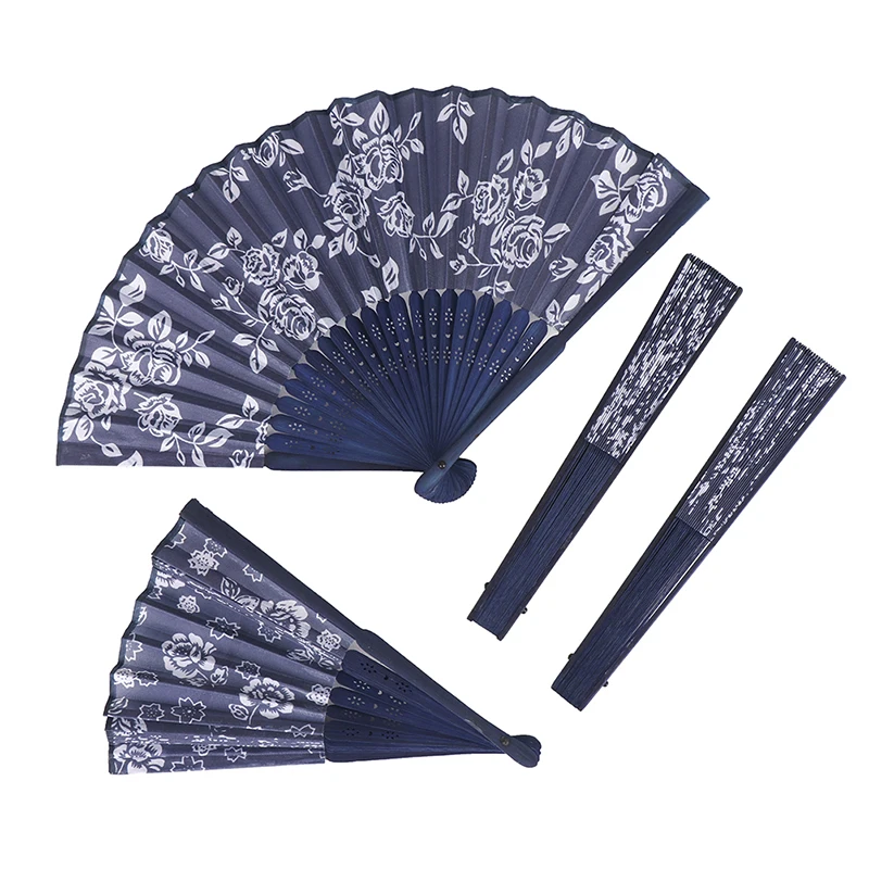 

Retro Style Folding Fan Flower Design Pattern Craft Gift Home Decoration Jewelry Dance Hand Fan
