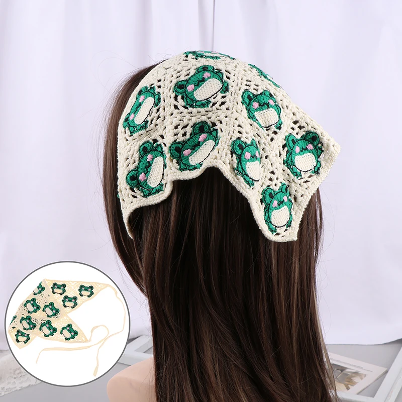 Женский весенний вязаный треугольный шарф в французском пасторальном стиле